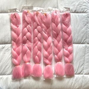 24" LIGHT PINK 6 Packs Hair Extensions Synthetic Hair Bundles for Braiding